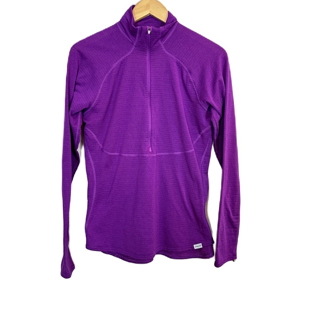 Patagonia Capilene 4 Purple Expedition Weight 1/4 Zip Pullover Top Women’s Large